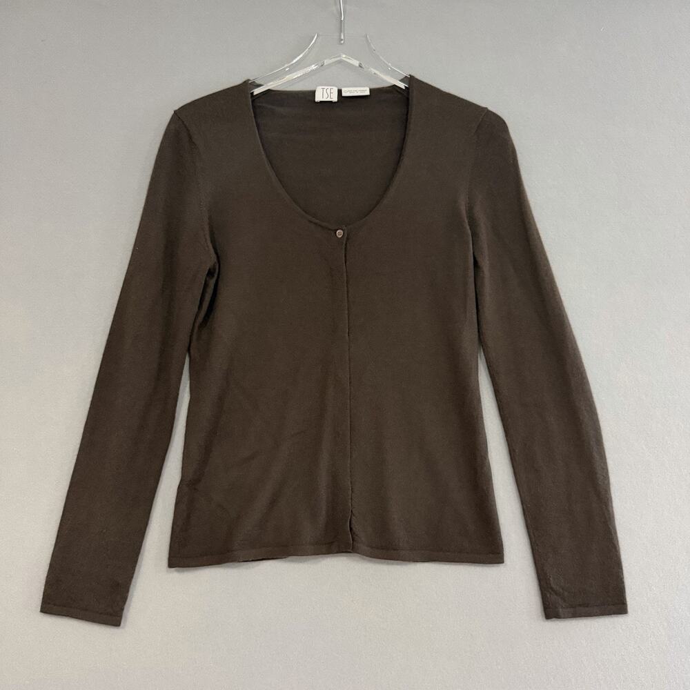 TSE Cashmere Cardigan Sweater Large Brown Long Sleeve Quiet Luxury Fall
